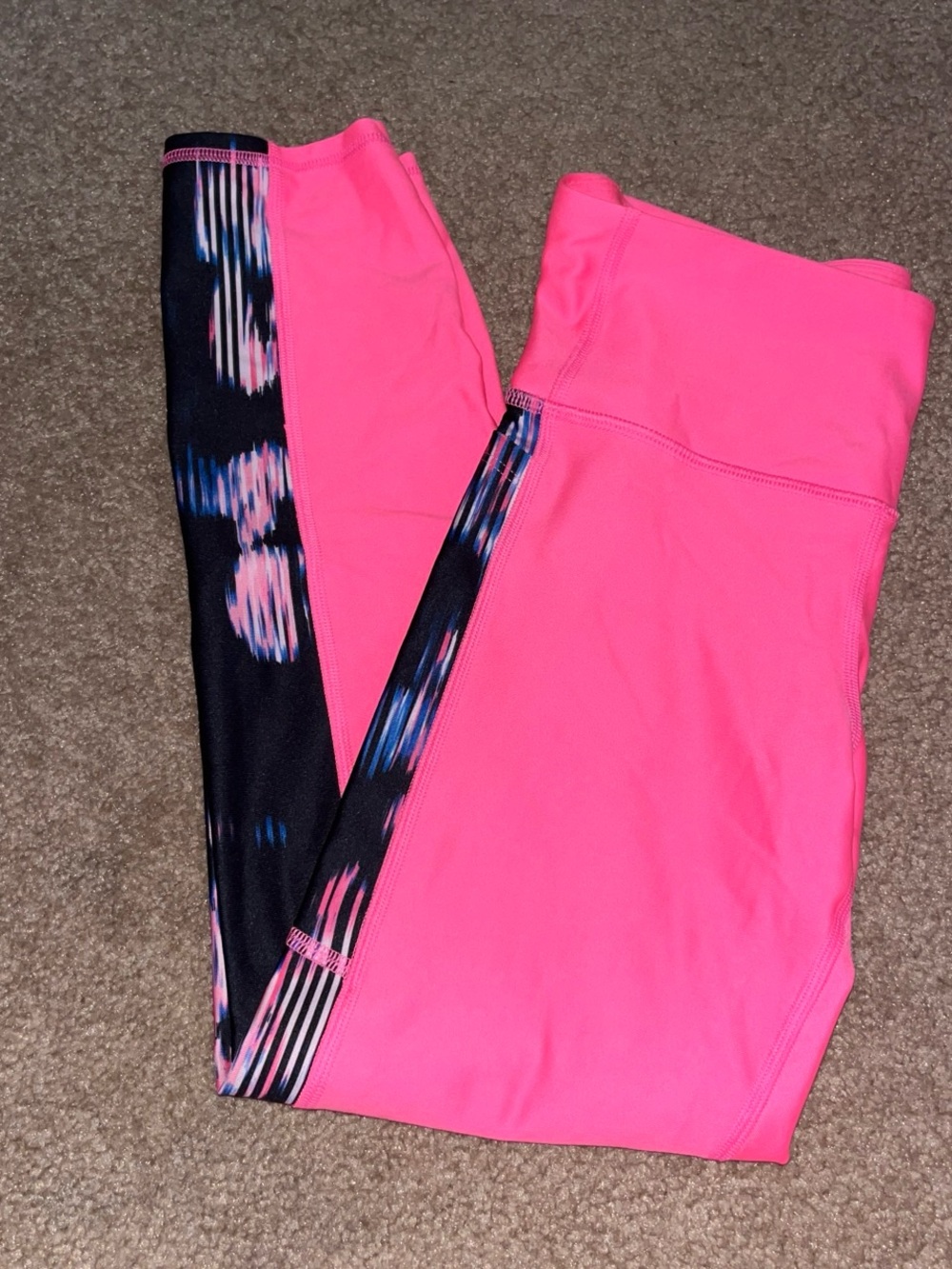 Under Armour Neon Pink Leggings with Patterned Side Panels